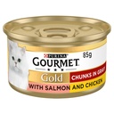 Gourmet Cat Wet Food Gourmet Gold Chunks In Gravy With Salmon And Chicken 85g