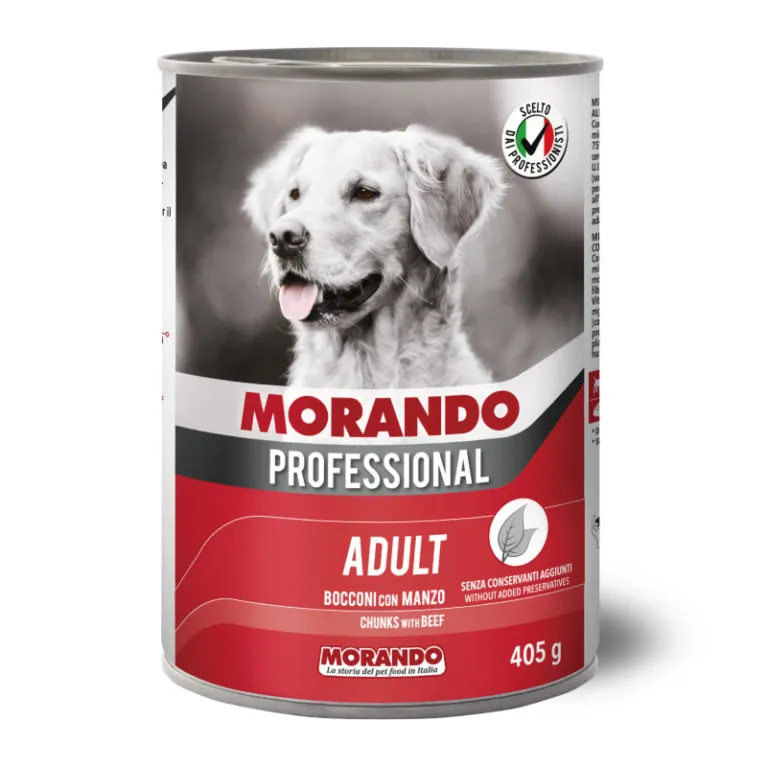 Morando wet food with beef chunks 400g for dogs