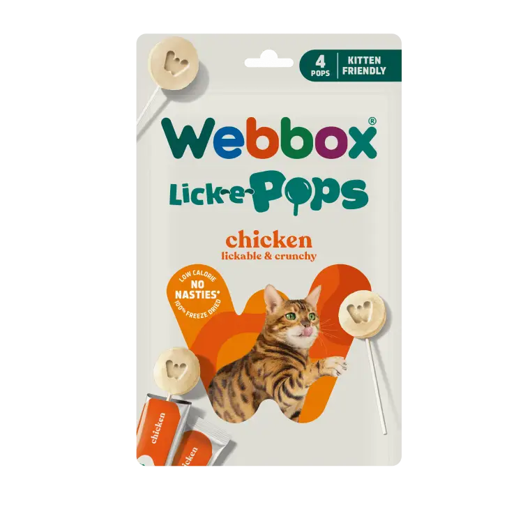 Webbox lick-e pops with chicken lollipop treats for cat