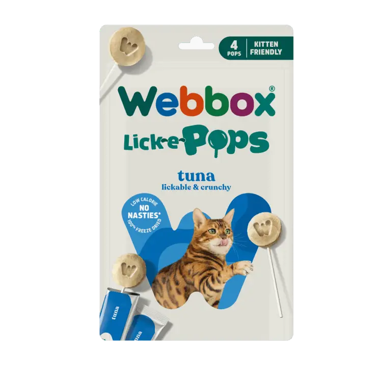 Webbox lick-e pops with tuna lollipop treats for cat