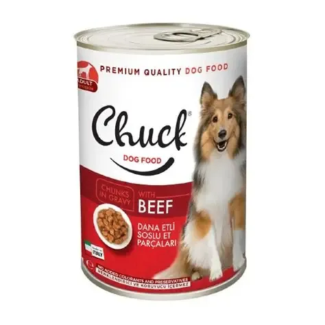 Chuck wet food for dogs with beef 415g
