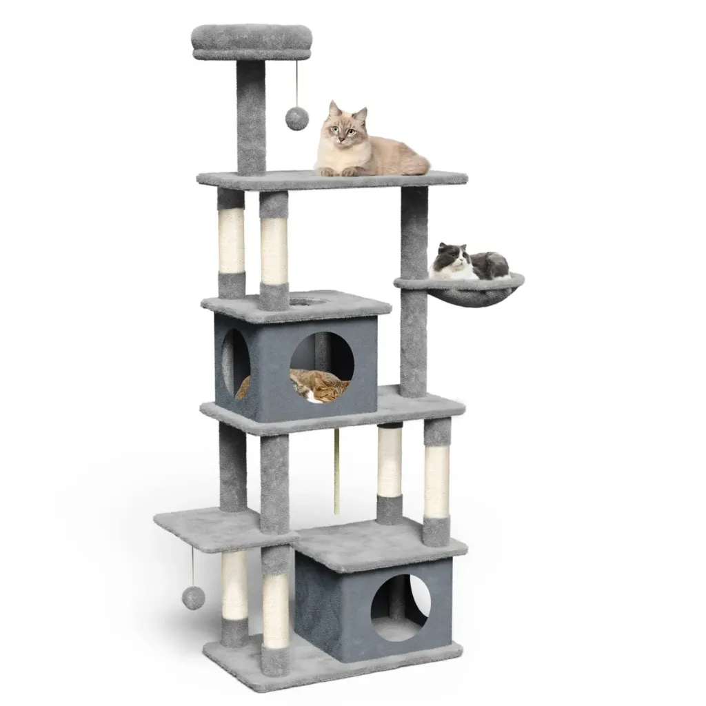 Cat Tree With Scratcher Gray
