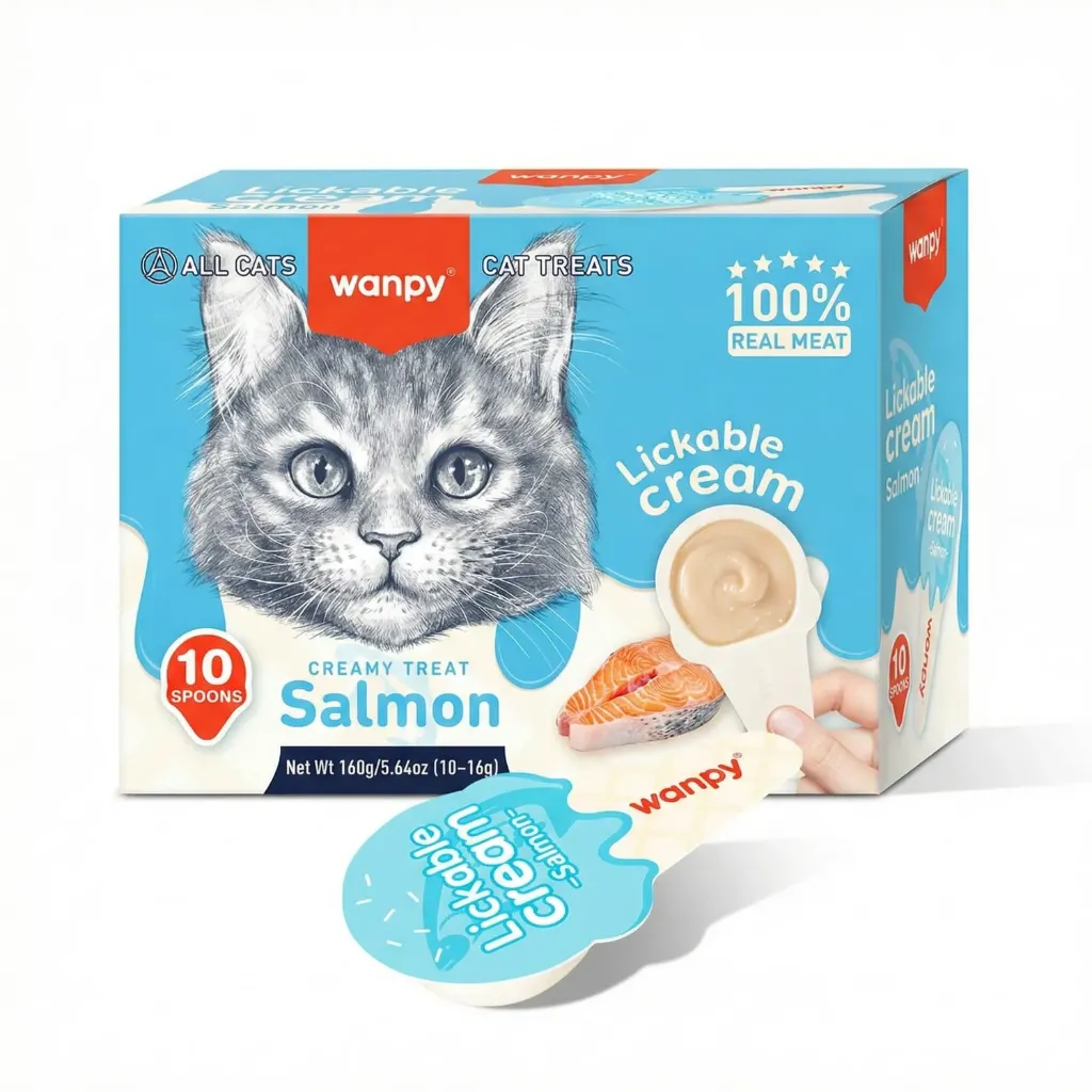 Wanpy Cat Treat Lickable Cream With Salmon 10x16g