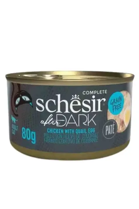 Schesir Dark Cat Wet Food Chicken With Quail Egg Pate 80g