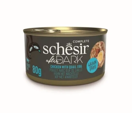 Schesir Dark Cat Wet Food Chicken With Quail Egg 80g