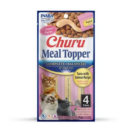 INABA Churu Meal Topper Cat Treat Tuna With Salmon Recipe 4x14g