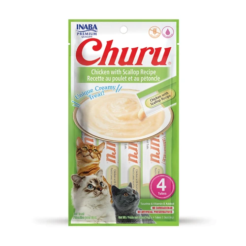 INABA Churu Cat Treat Chicken With Scallop 4x14g