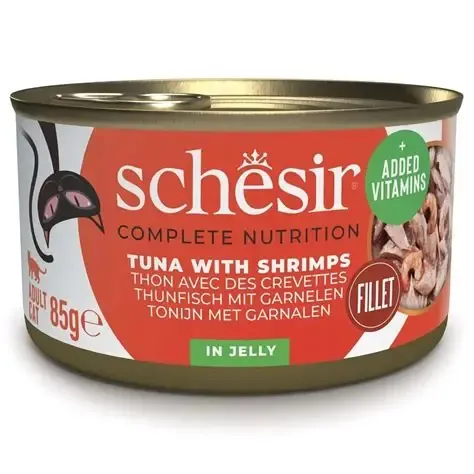 SCHESIR Complete Nutrition Tuna with Shrimps in Jelly Cat Can | Size: 85g
